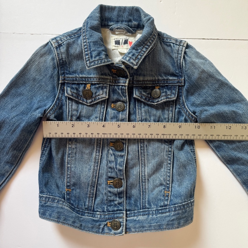 Crewcuts J.Crew Girls' Denim Jacket Medium Blue Wash Jean Coat Buttons Sz 3 - Picture 8 of 13